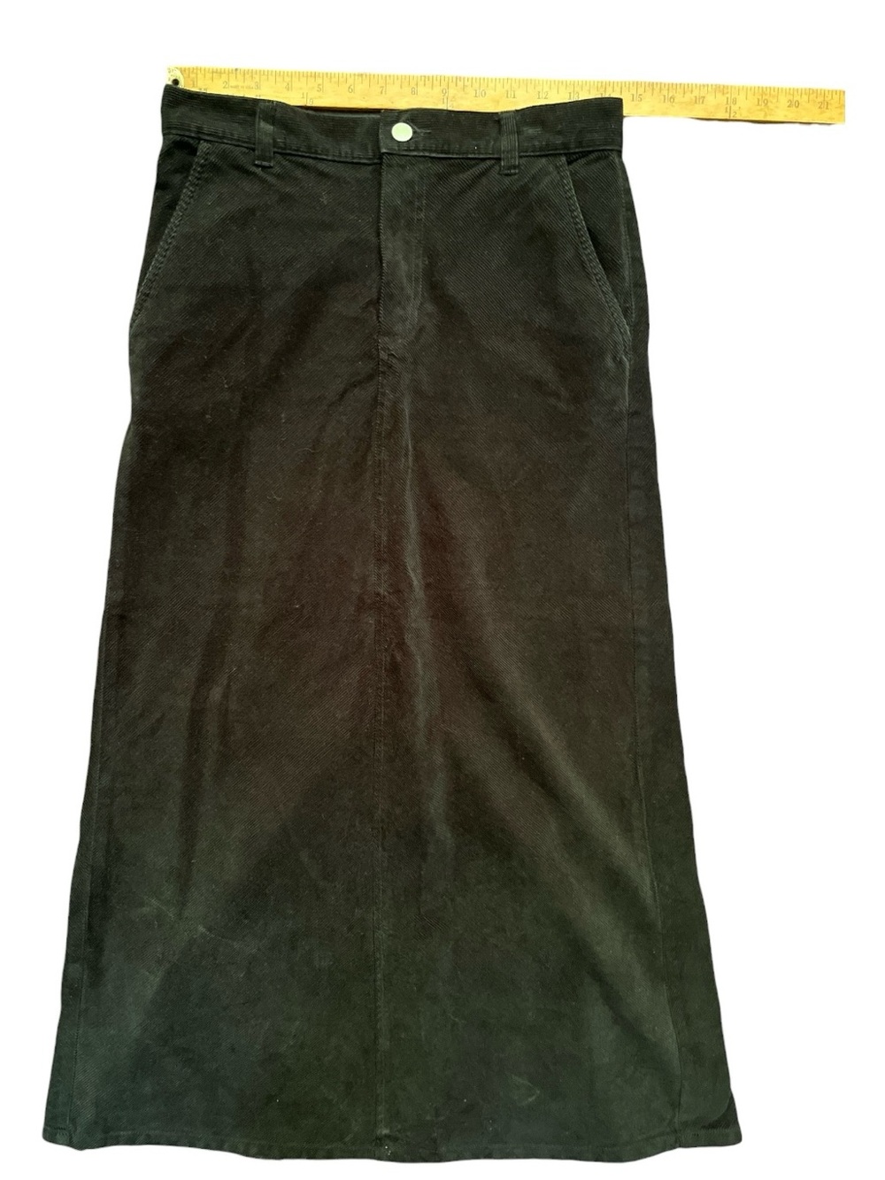 Vintage Polo Ralph Lauren Black Corduroy Maxi Skirt A Line Back Slit Size 2